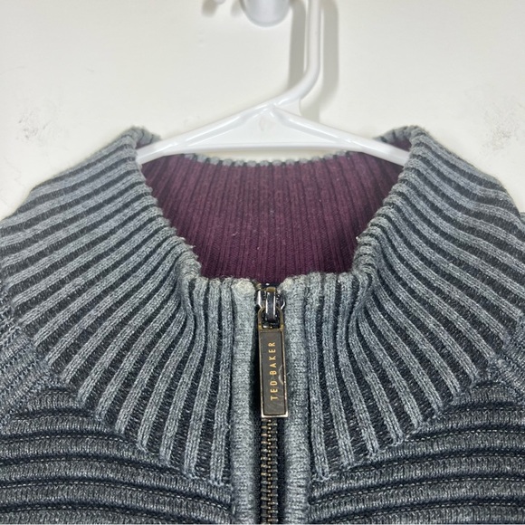 Ted Baker Wool Blend Ribbed Full Zip Knit Sweater Size 3 or US Medium Men’s - Picture 11 of 15